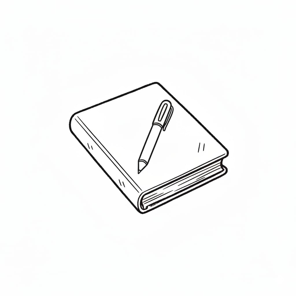Notebook with Pen on Top drawing idea