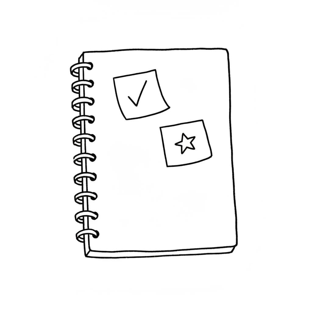 Notebook with Sticky Notes drawing idea