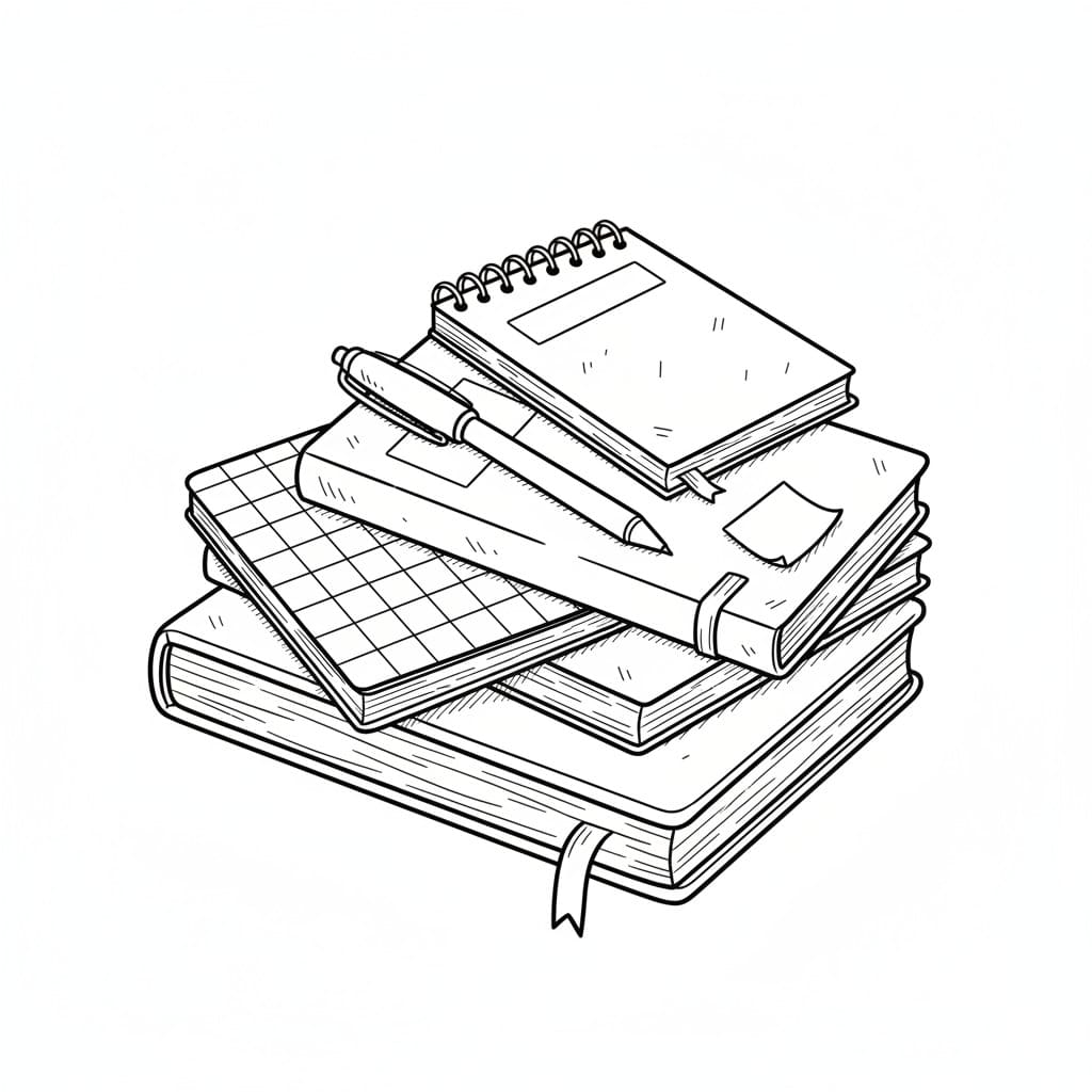 Messy Stack of Notebooks drawing idea