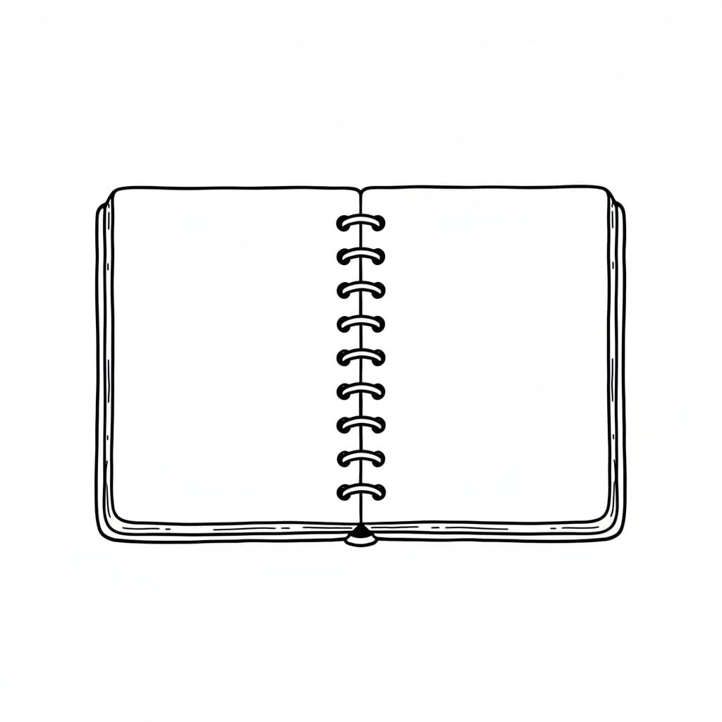 Open Notebook with Blank Pages drawing idea