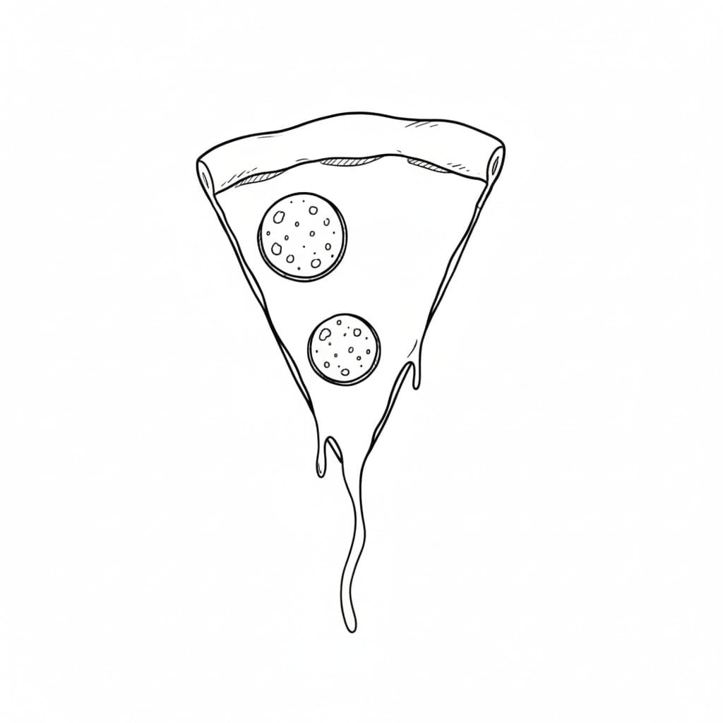 The Simple Two-Pepperoni Slice Pizza drawing idea