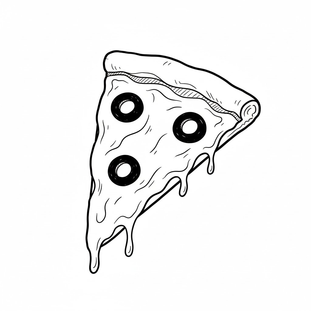The Wavy Cheese & Olive Slice pizza drawing idea