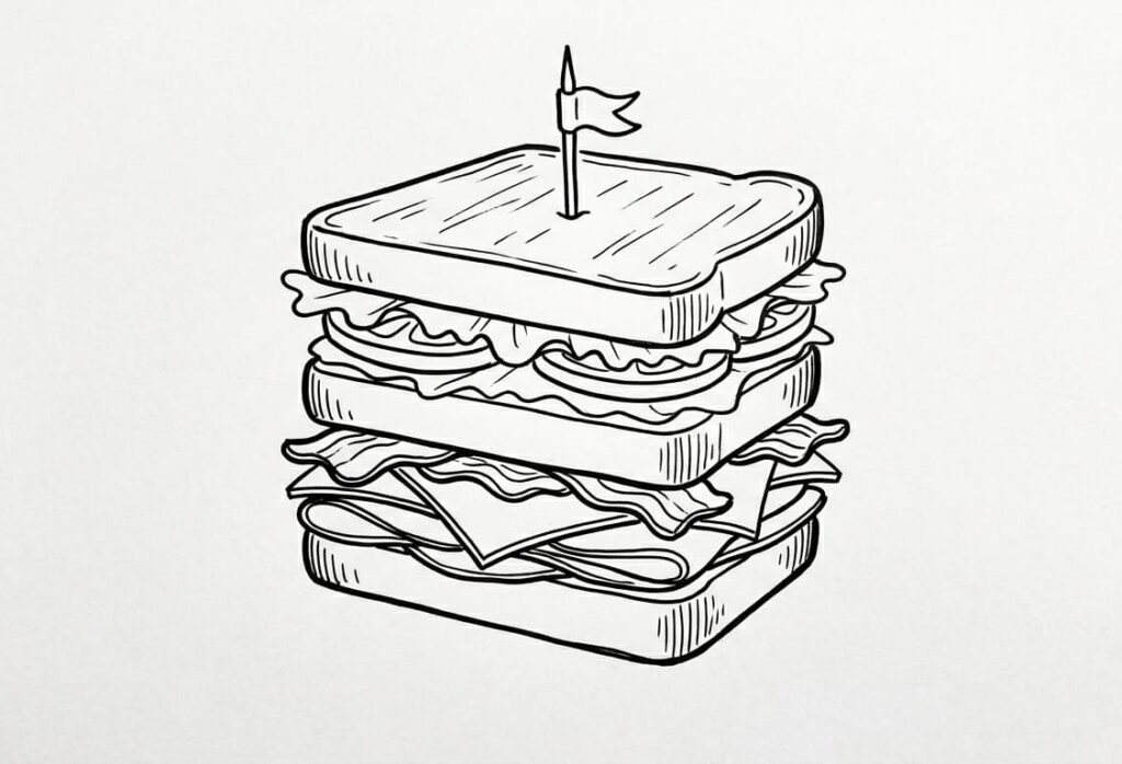 Stacked Club Sandwich drawing idea