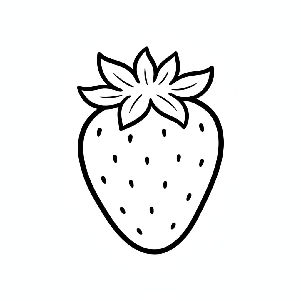 A Strawberry With an Oversized Leafy Crown drawing idea