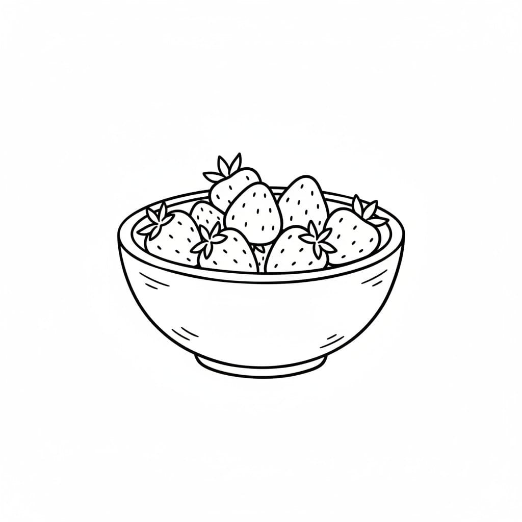 Strawberries in a Small Bowl drawing idea