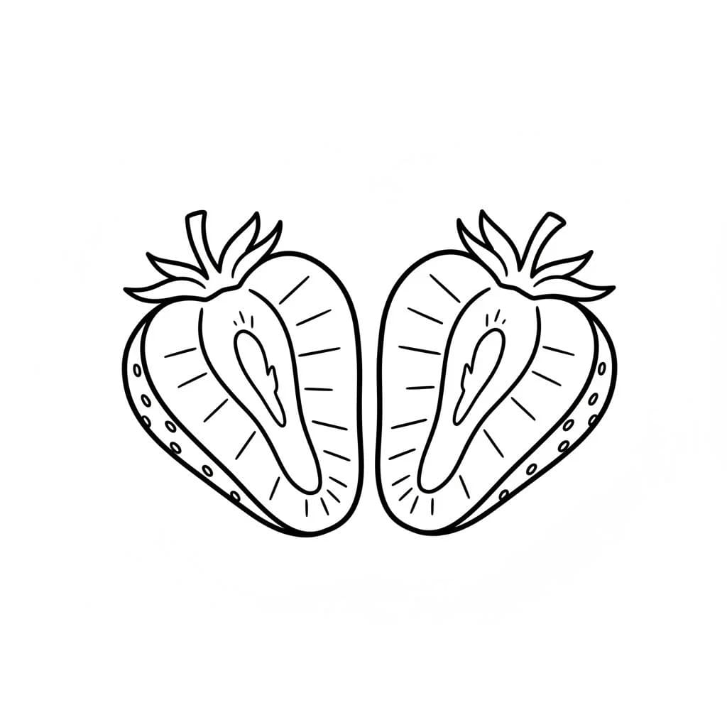 Two Strawberries Cut in Half drawing idea