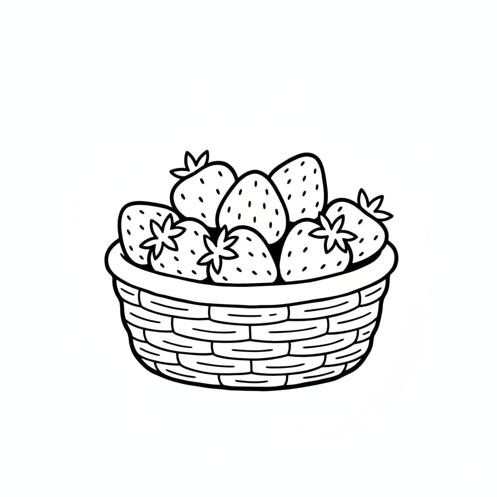 Strawberries Inside a Basket drawing idea