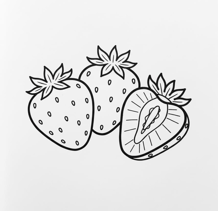 Two Whole Strawberries and One Half drawing idea