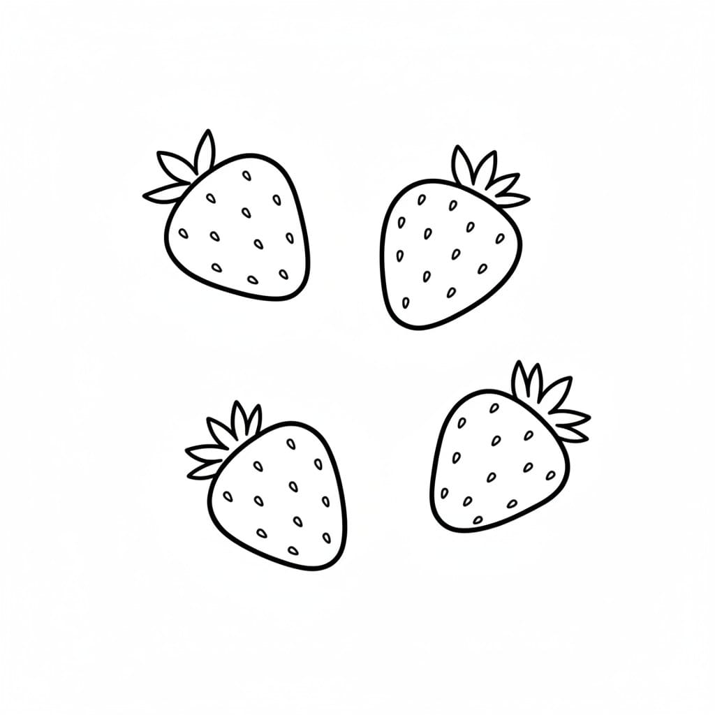 Four Strawberries Scattered on the Page drawing idea