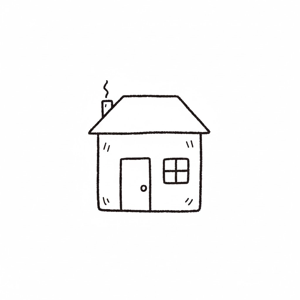 Simple Tiny Square House drawing idea