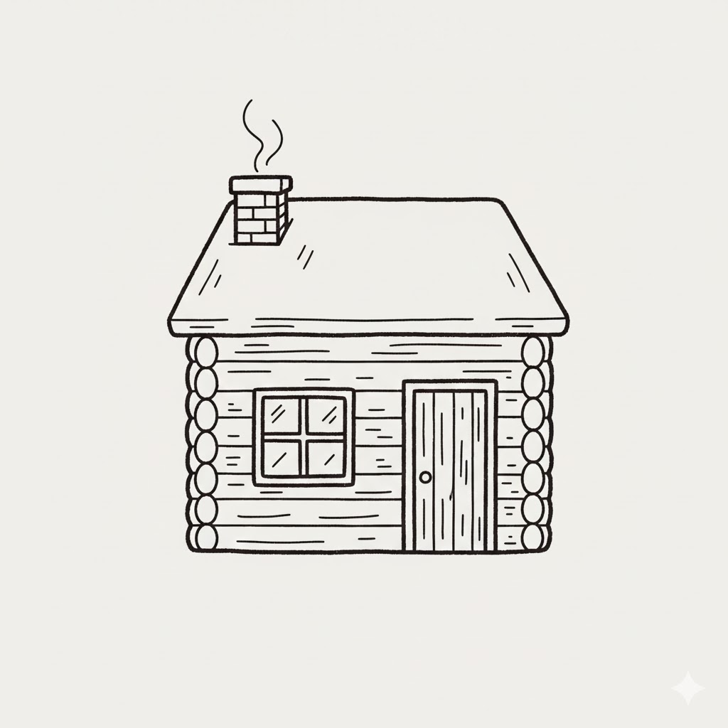 Log Cabin Tiny House drawing idea