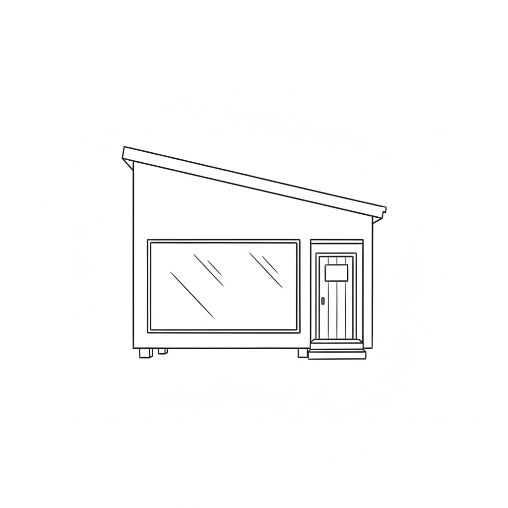 Modern Slanted Roof Tiny House drawing idea