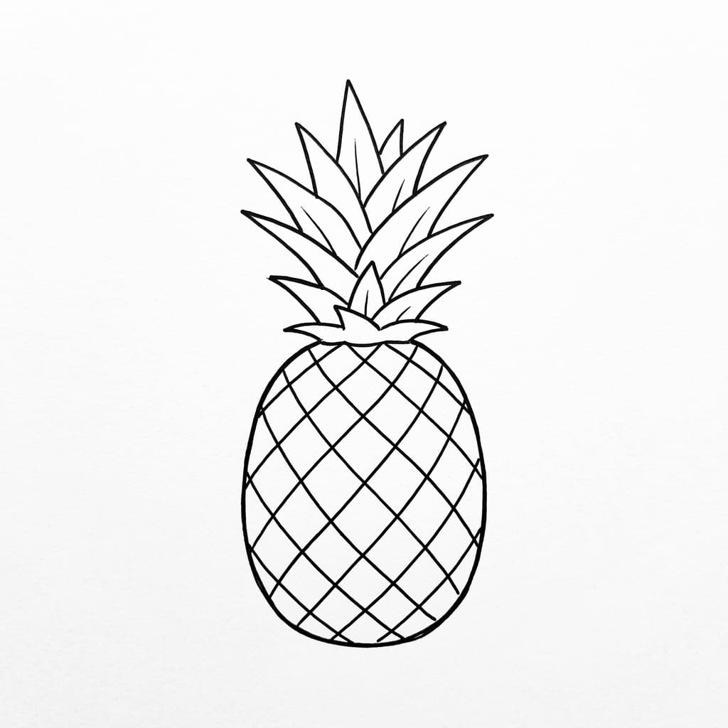 Classic Pineapple Outline drawing idea