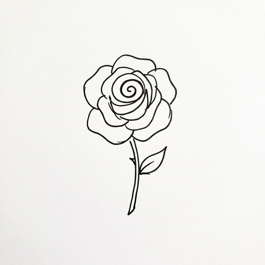 The Classic Spiral Rose drawing idea