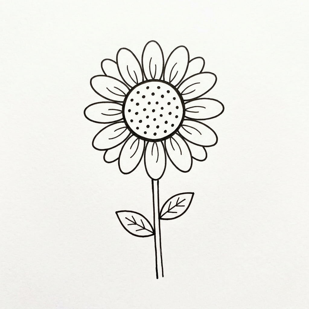 Classic Single Sunflower drawing idea