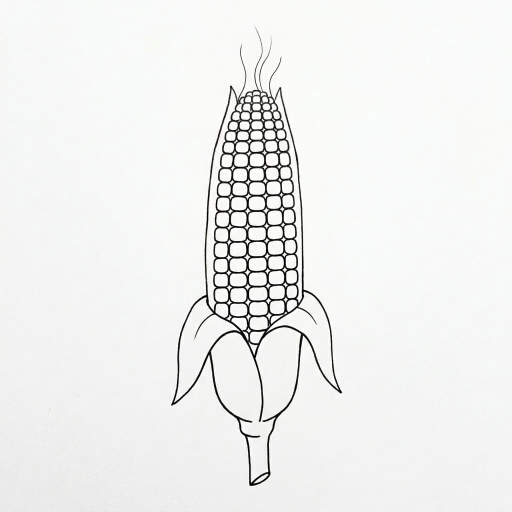 Single Corn Cob Outline drawing idea