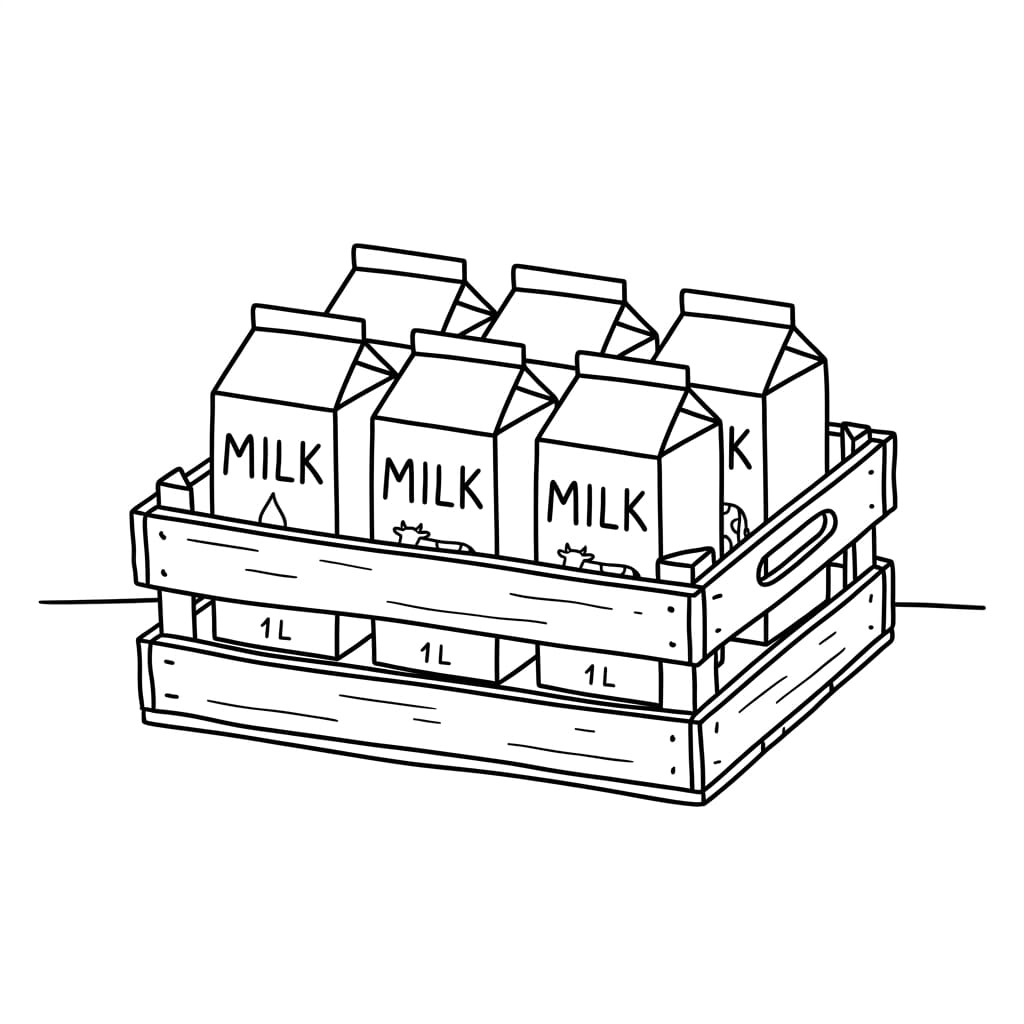 Milk Cartons in a Crate drawing idea