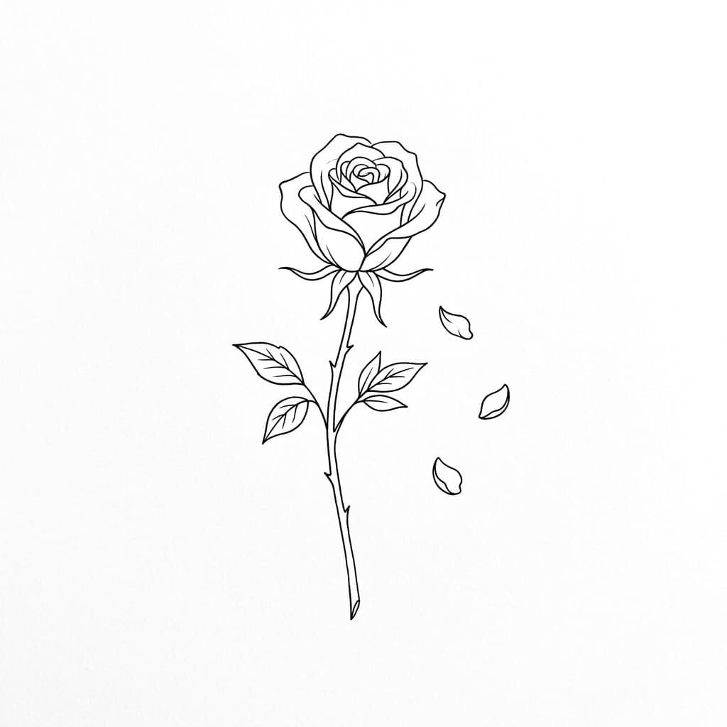 Rose with Falling Petals drawing idea