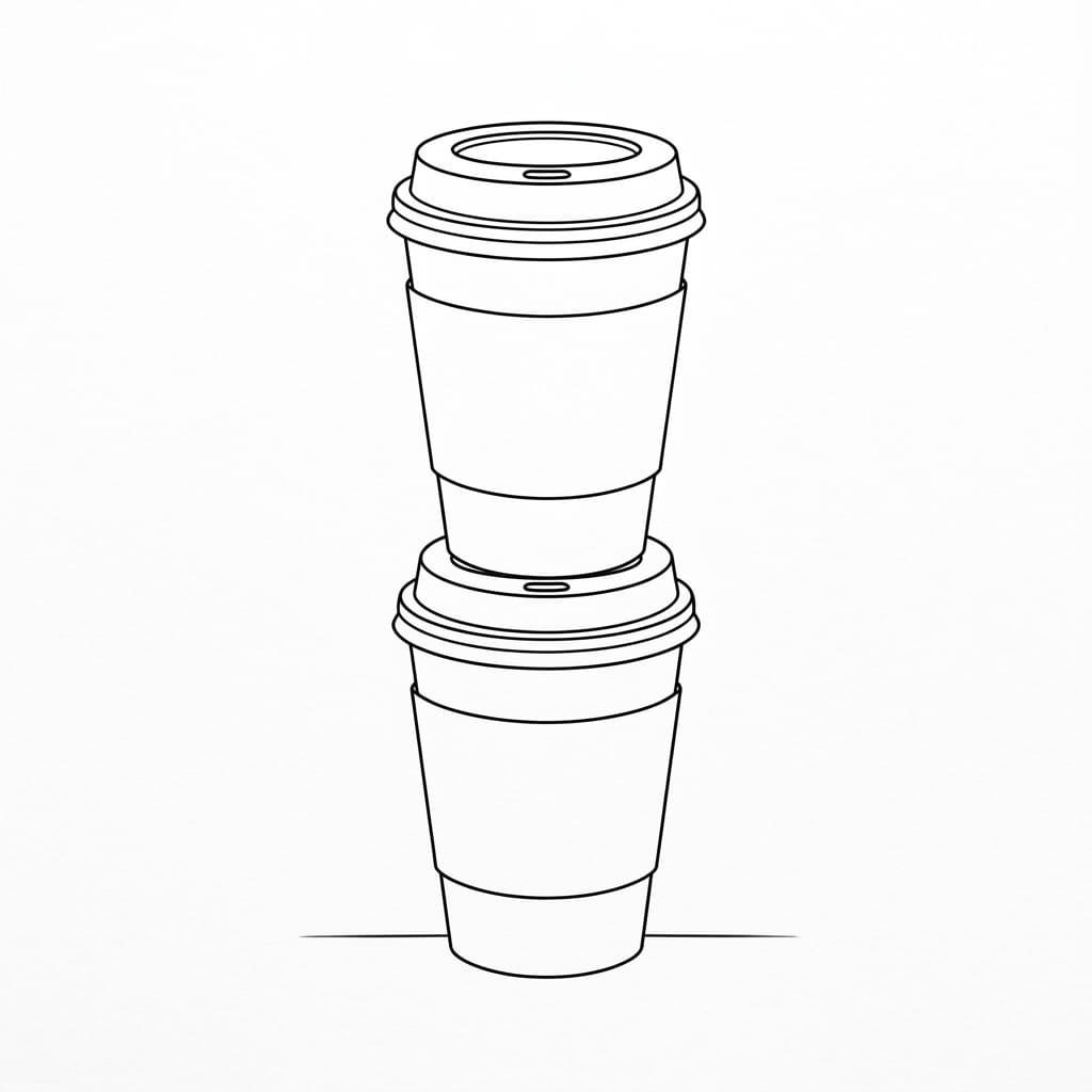 Stacked Cups takeaway coffee cup drawing idea