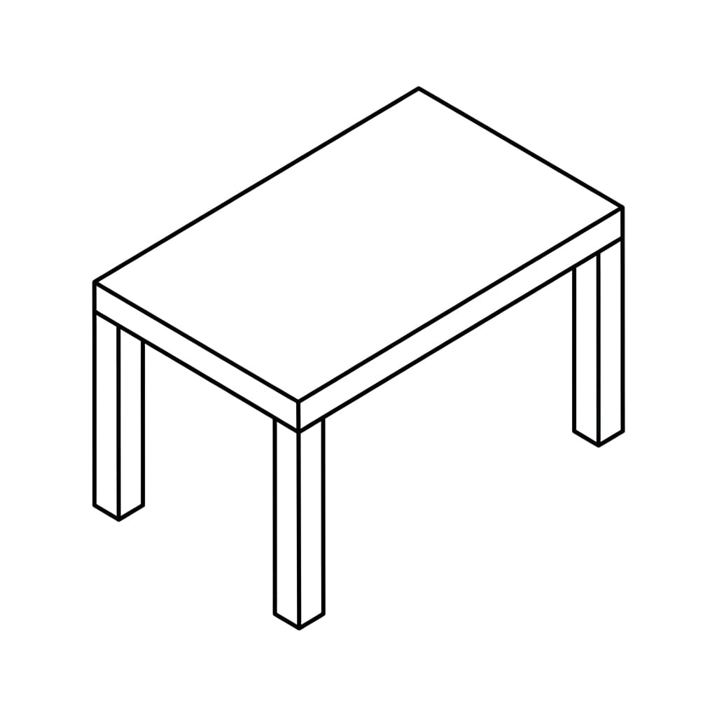 Coffee table isometric view drawing idea