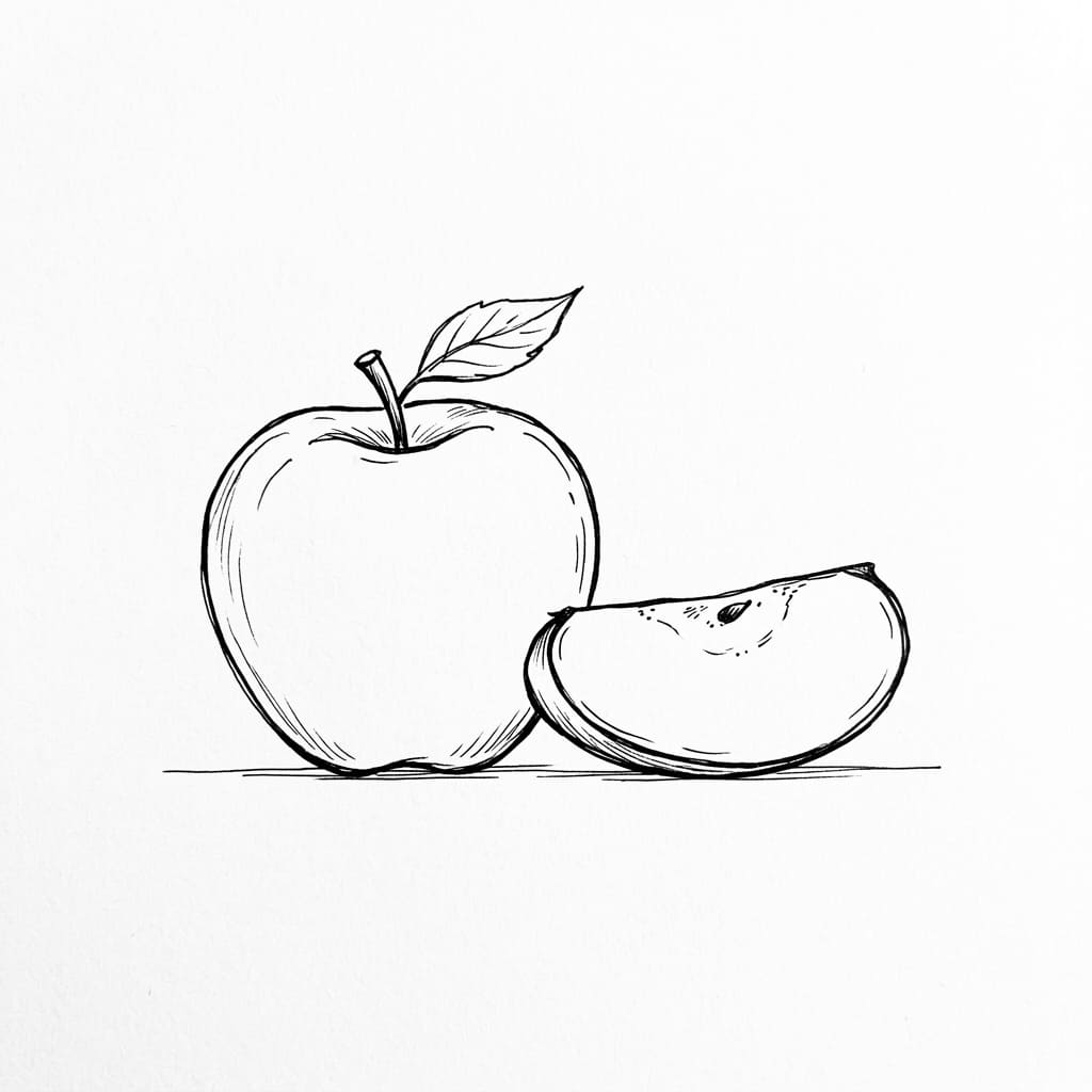Apple Next to Small Slice