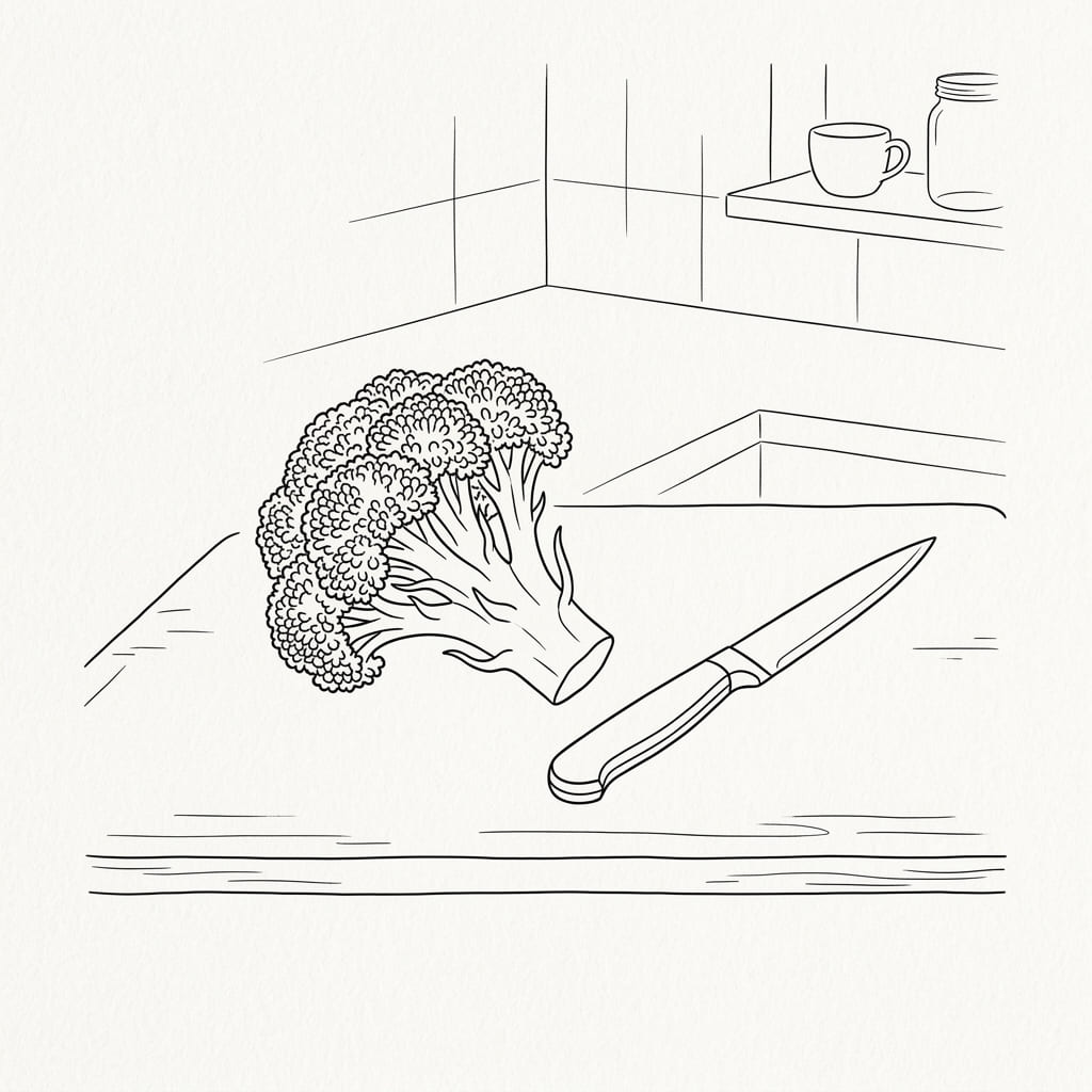 Broccoli + Knife Scene drawing idea