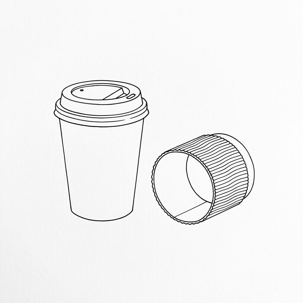 Cup + Sleeve Combo takeaway coffee cup drawing idea