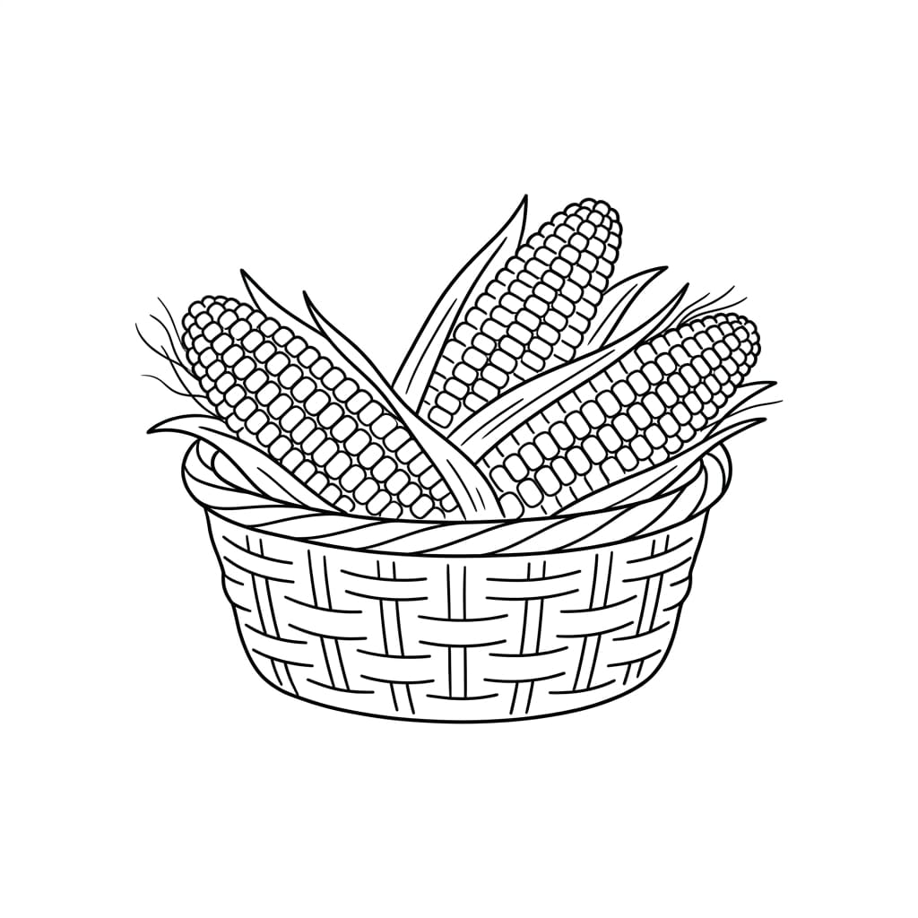Corn Cobs in Basket drawing idea