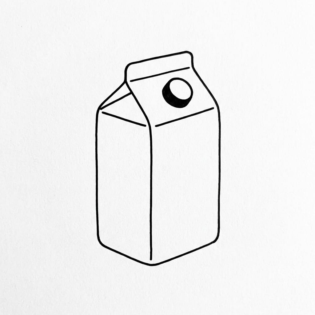 Milk Carton with Cap drawing idea