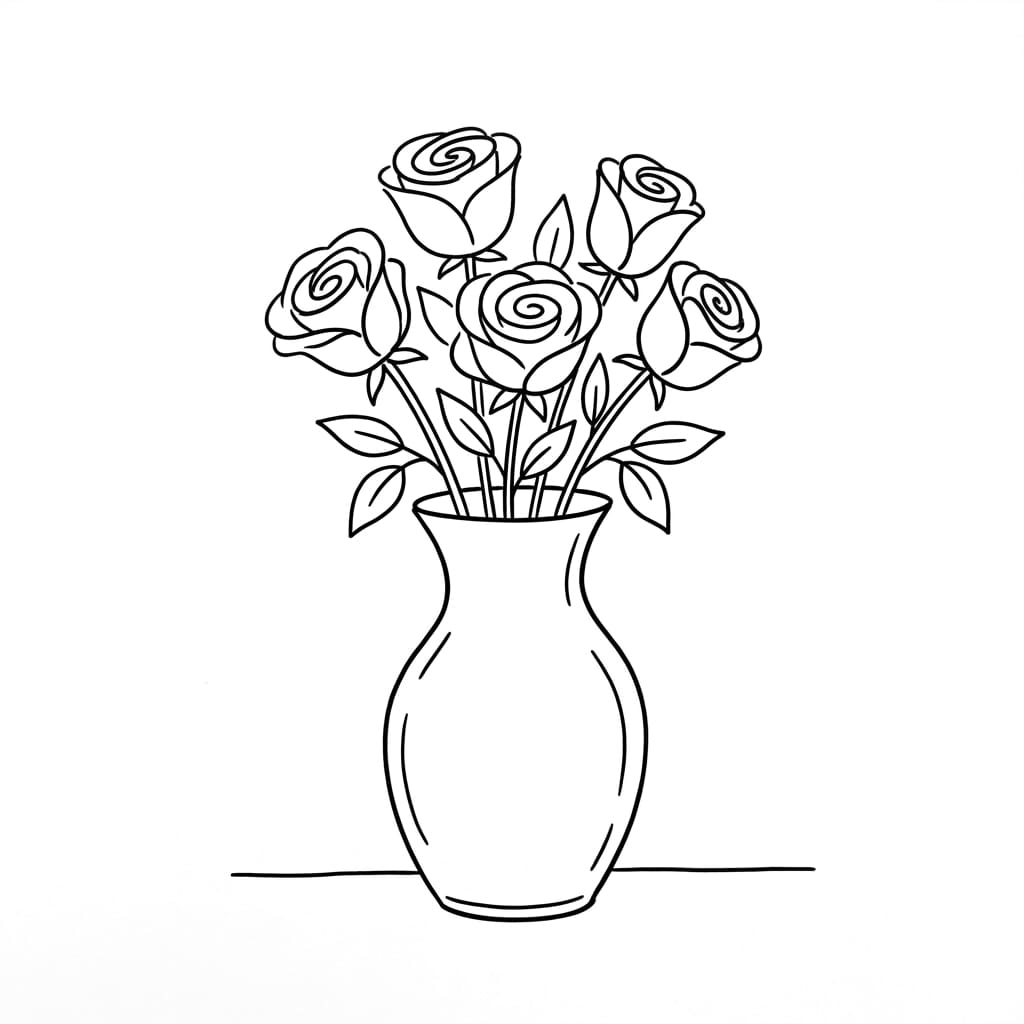 Roses in a Vase drawing idea