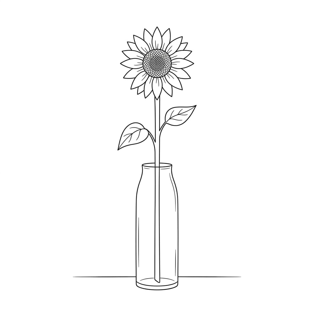 Sunflower in a Vase drawing idea