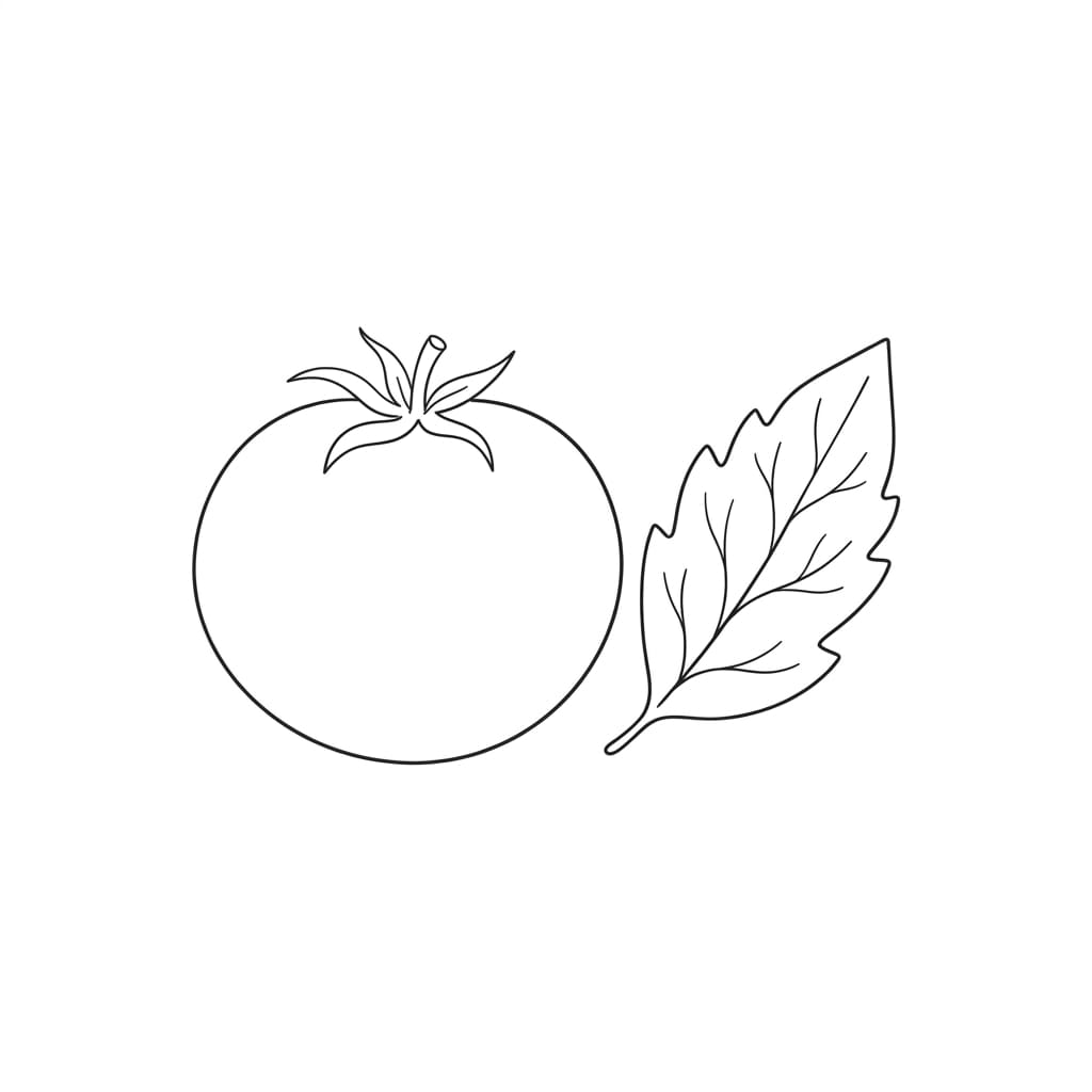 Tomato with a Leaf drawing idea
