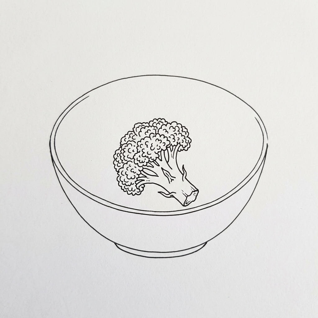 Broccoli in a Bowl drawing idea