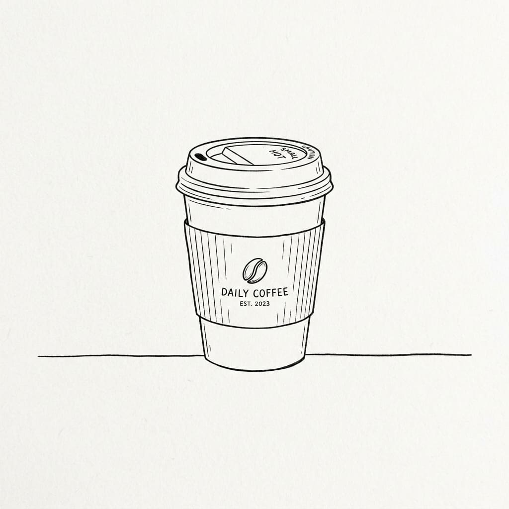 On a Surface takeaway coffee cup drawing idea
