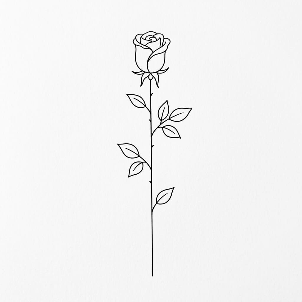 Rose with Long Stem drawing idea