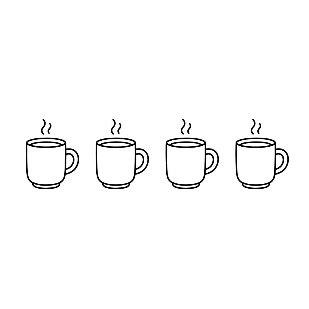 Row of Small Mugs drawing idea