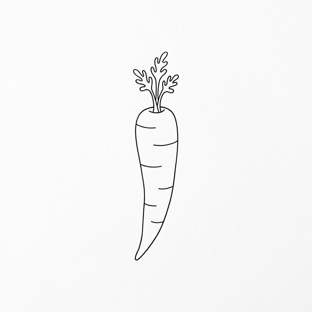 Carrot Outline with Texture Lines