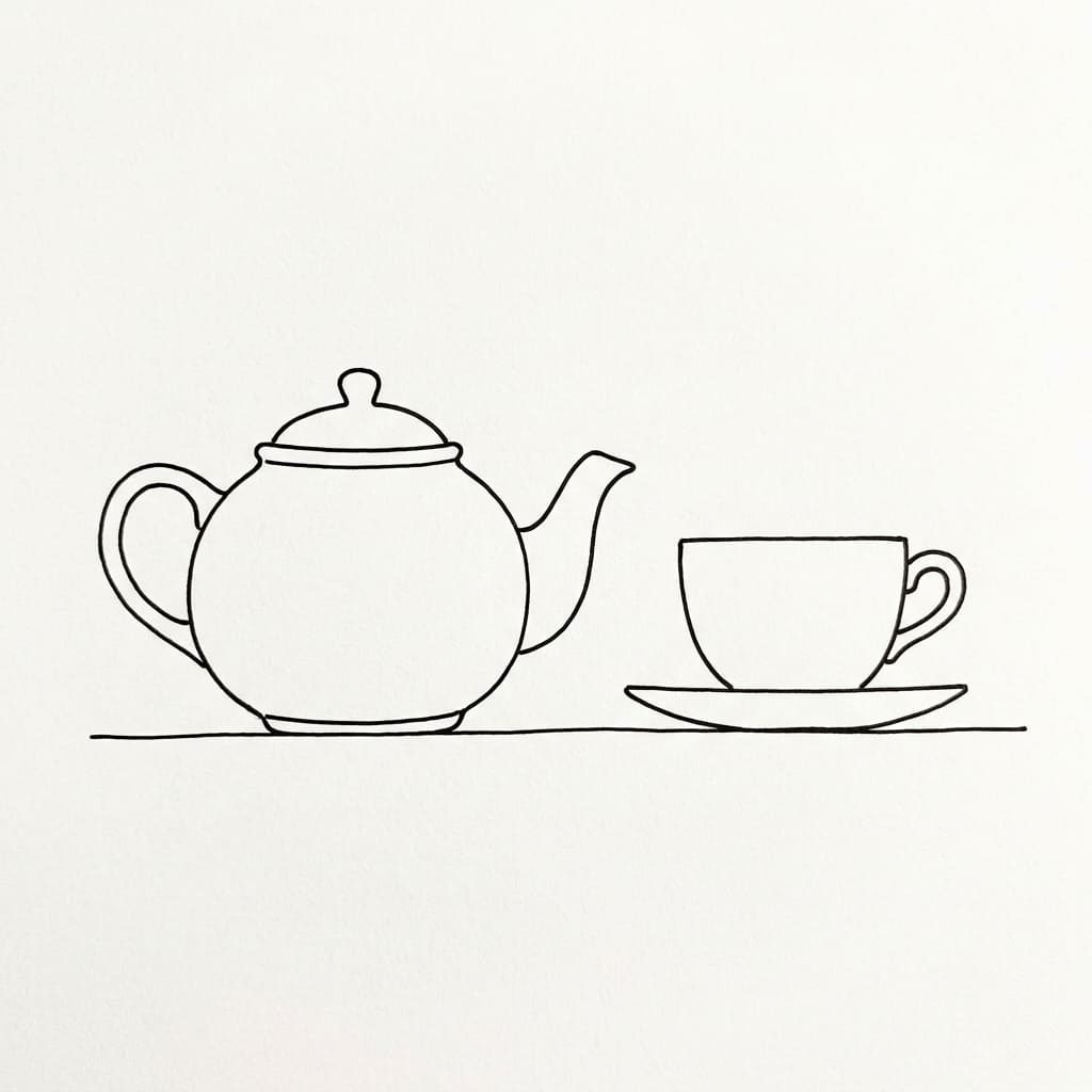Teacup with Teapot drawing idea