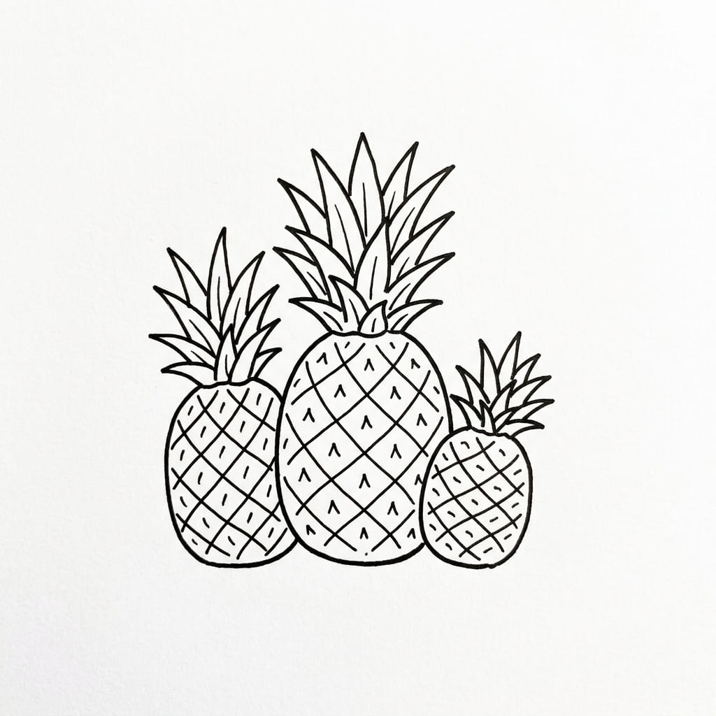 Cluster of Pineapples drawing idea