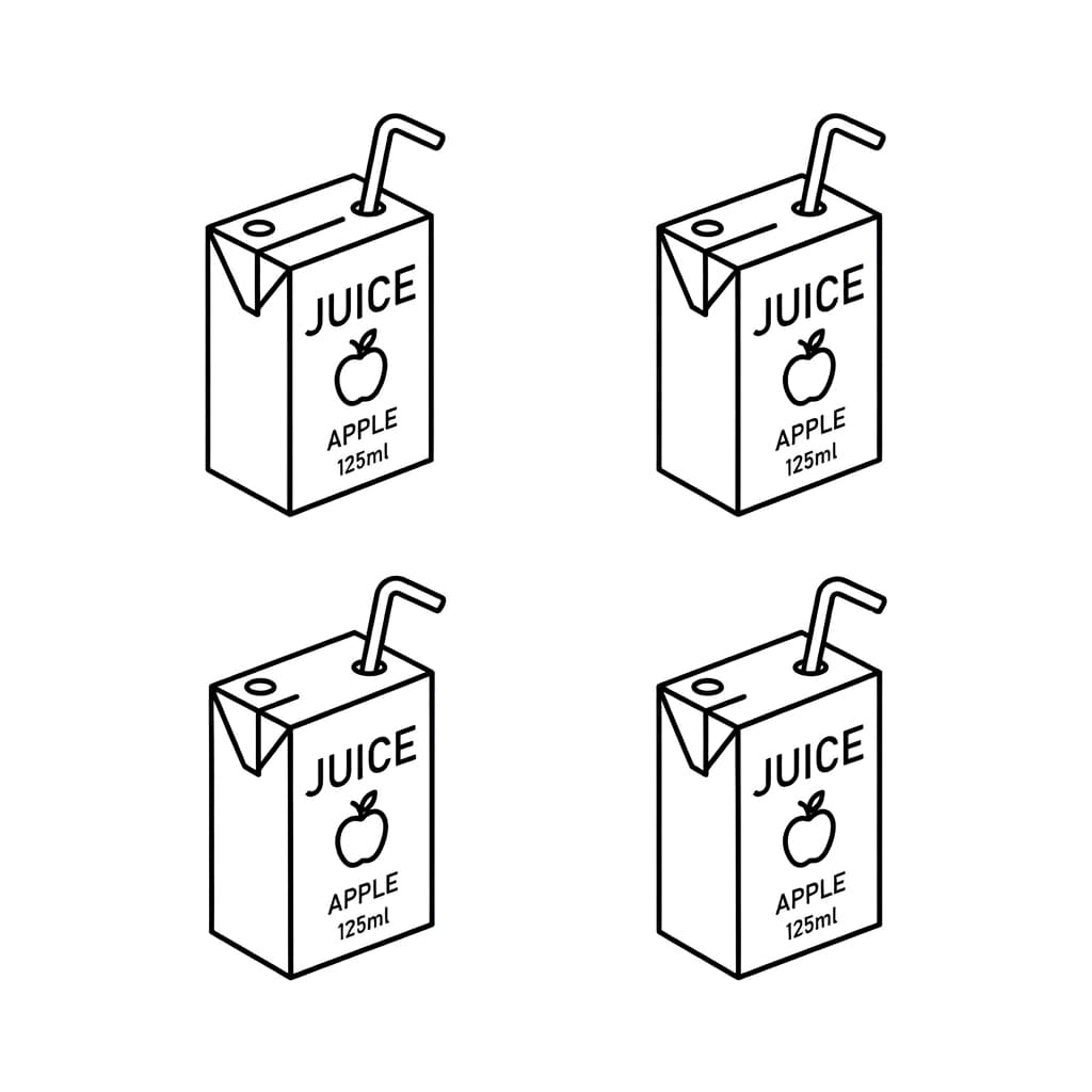Four Mini Juice Boxes drawing idea