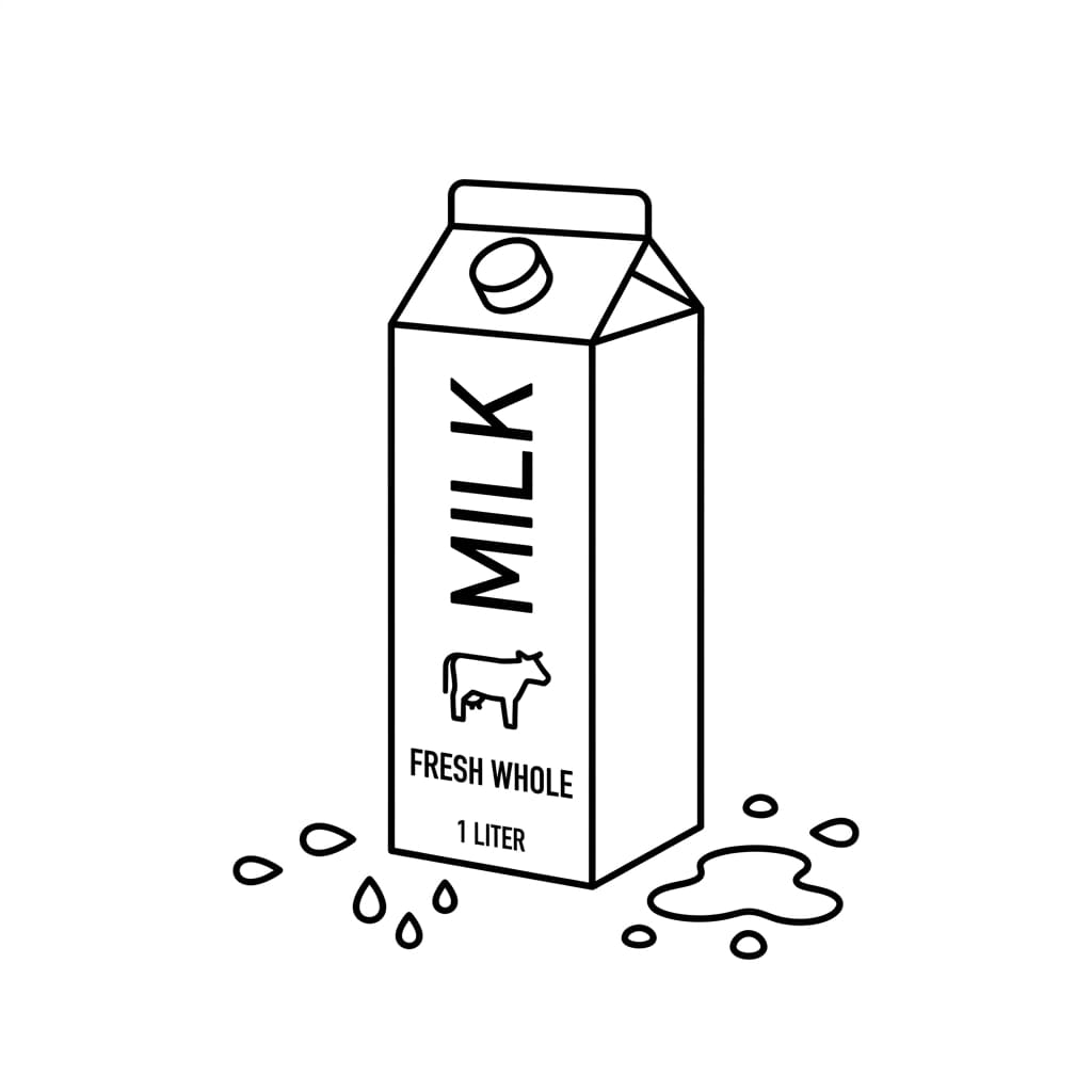 Milk Carton with Milk Drops drawing idea