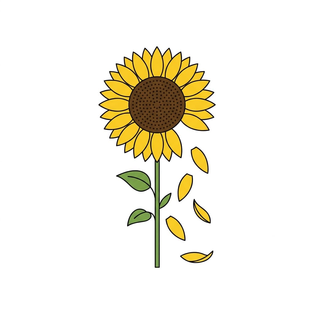 Falling Petals Sunflower drawing idea