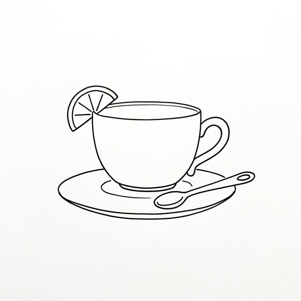 Teacup with Lemon Slice drawing idea