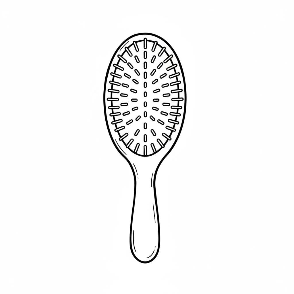 A Basic Flat Hairbrush with Short Bristles drawing idea