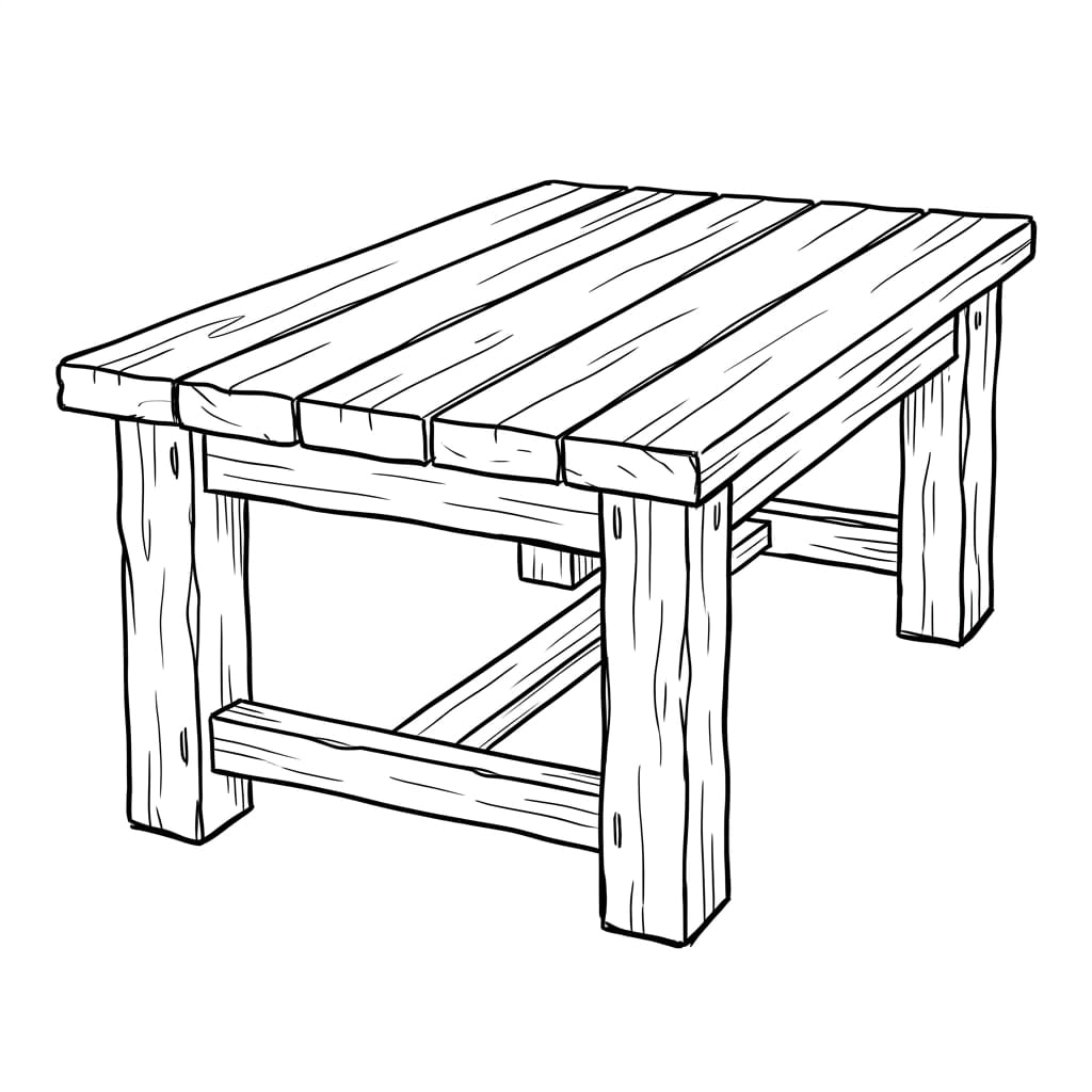 Rustic style coffee table drawing idea