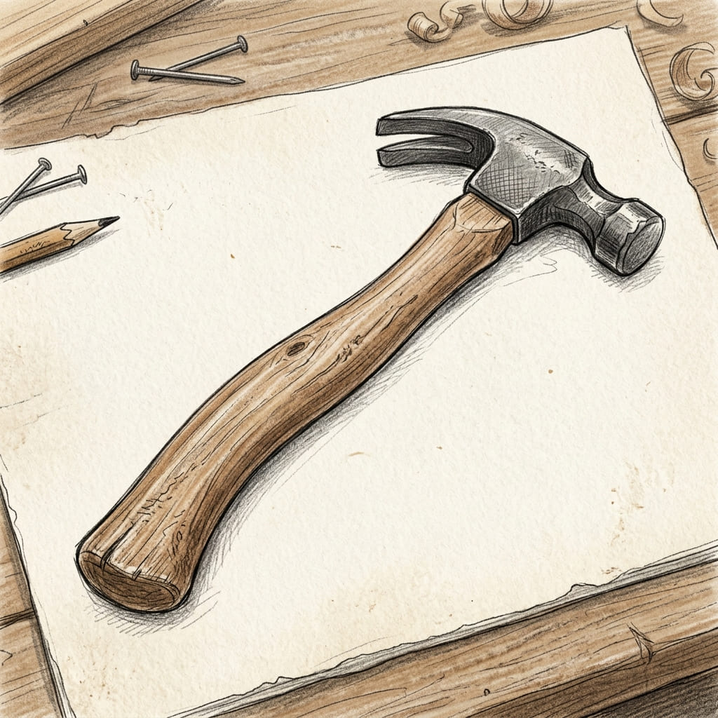 Curved Handle Hammer drawing idea