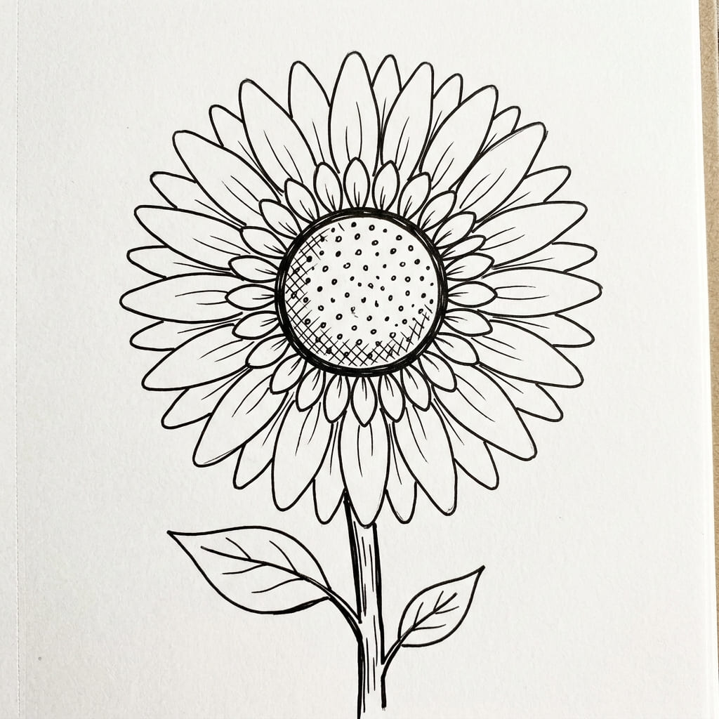 Double Layer Petals Sunflower drawing idea