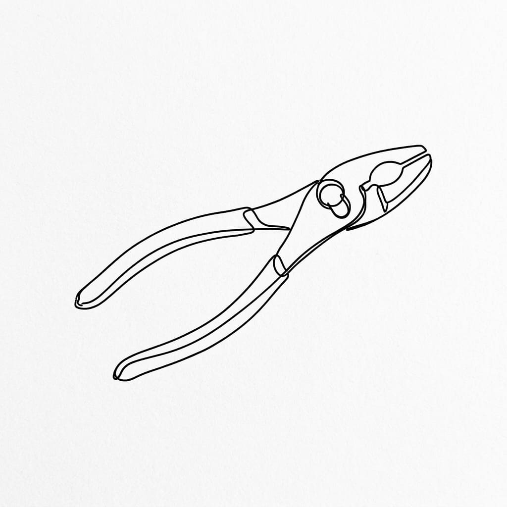 Curved Handle Pliers drawing idea