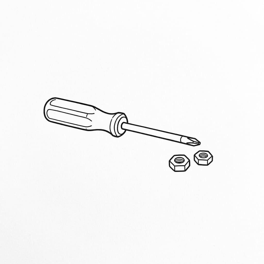 Screwdriver and Nut Trio drawing idea