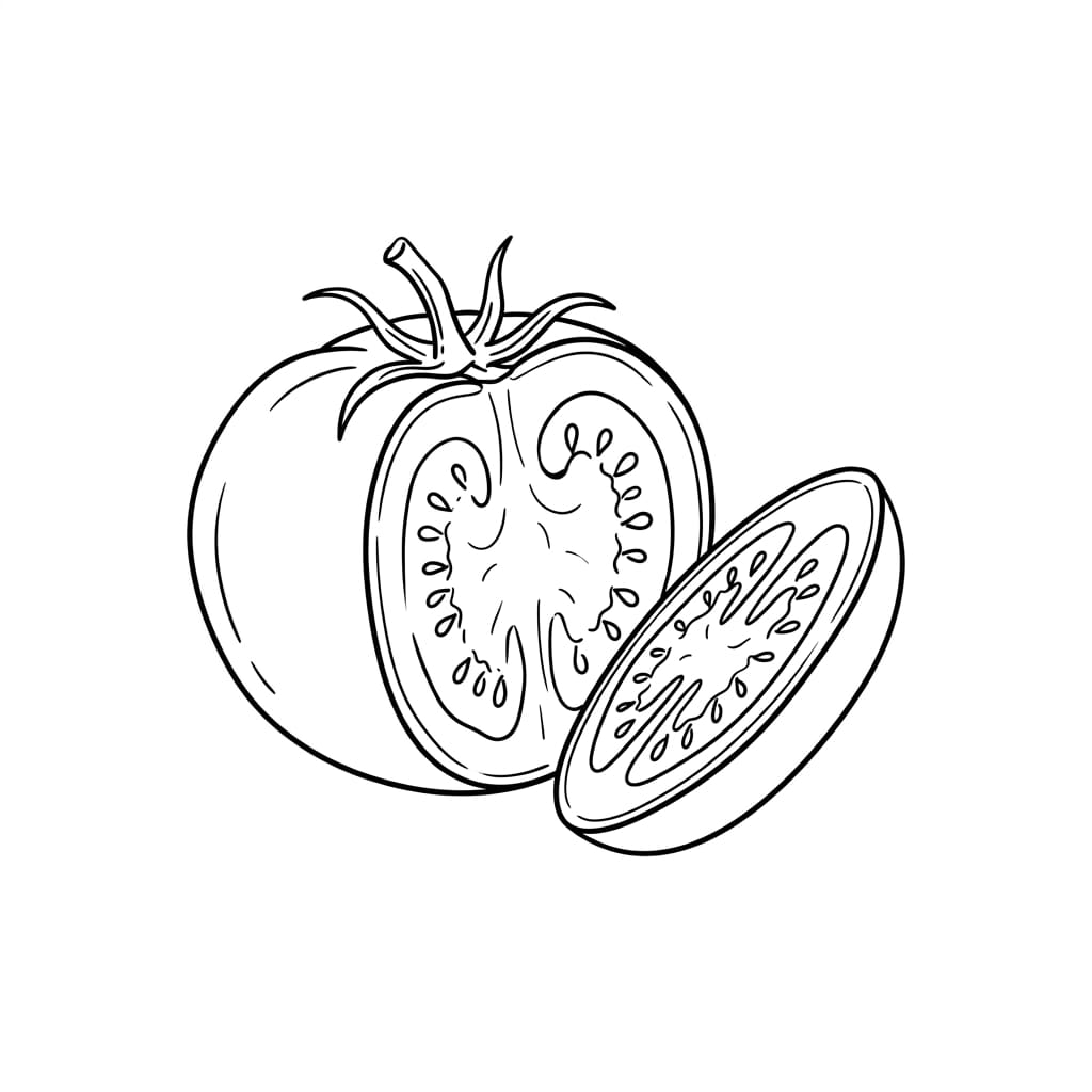 Partially Sliced Tomato drawing idea